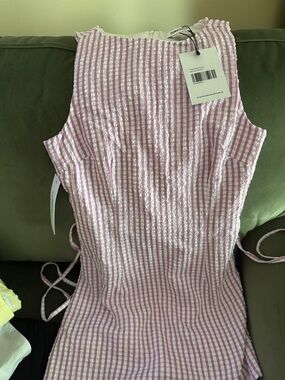 Princess Polly Pink and White Striped Sleeveless dress with shorts